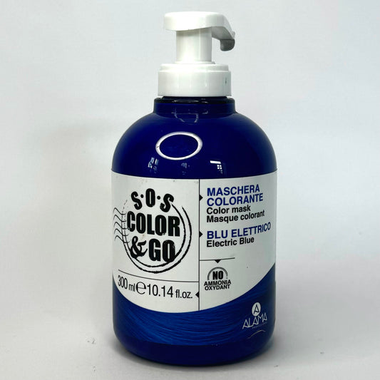 SOS Color & Go Maschera Colorante Blu Elettrico Effetto Colorazione Riflessante, 300ml